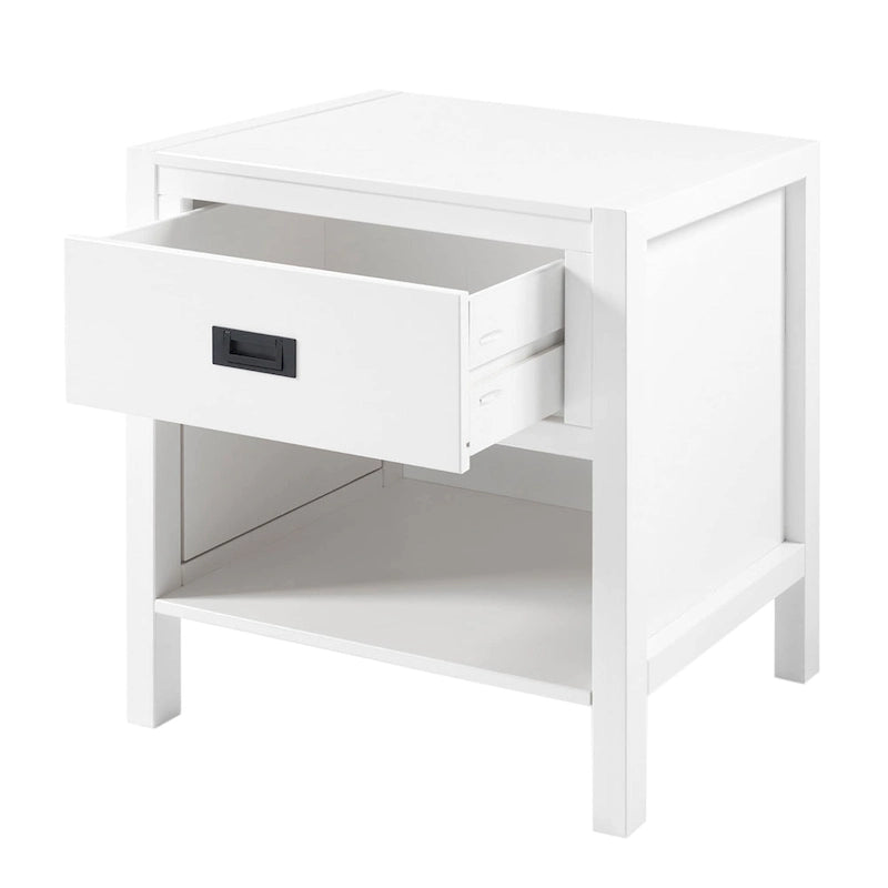 Solid Pine Nightstand with Drawer and Open Shelf