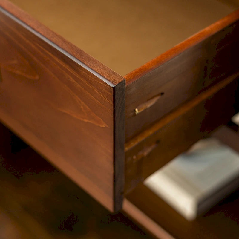 Solid Pine Nightstand with Drawer and Open Shelf