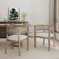 Farmhouse Rubberwood Dining Chairs with Cane Back (Set of 2)