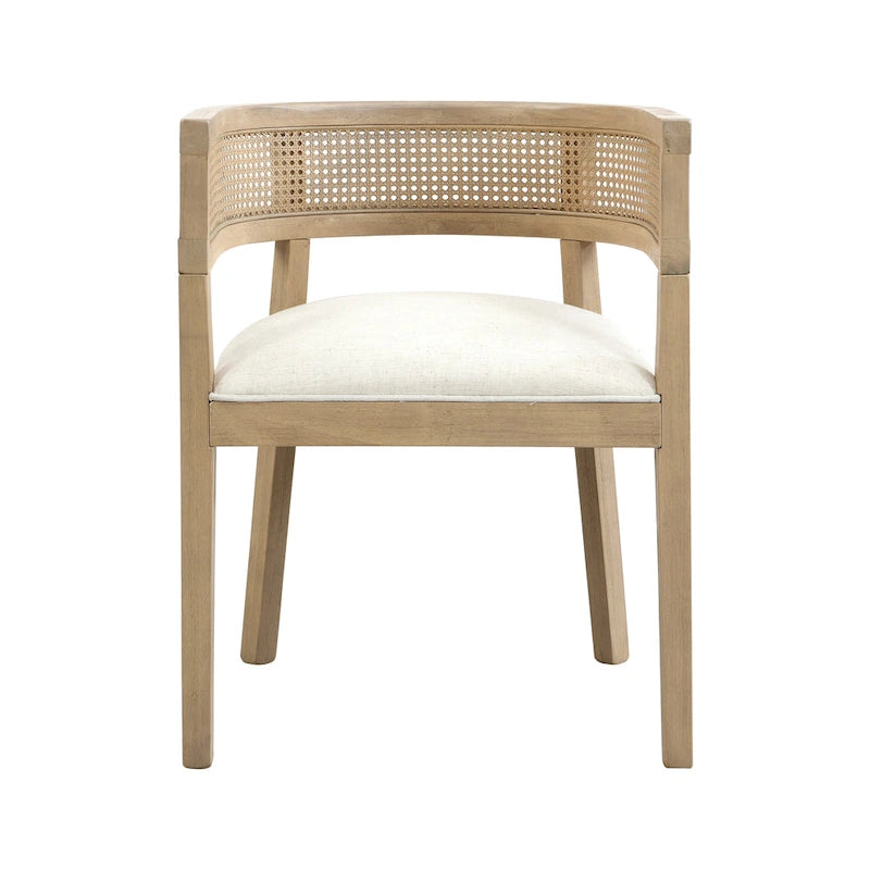 Farmhouse Rubberwood Dining Chairs with Cane Back (Set of 2)