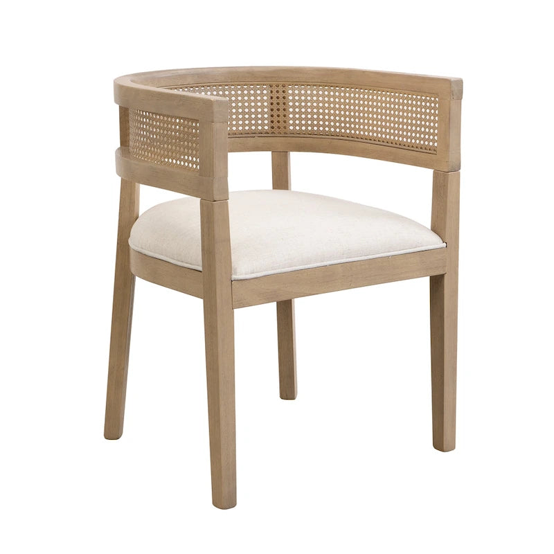 Farmhouse Rubberwood Dining Chairs with Cane Back (Set of 2)