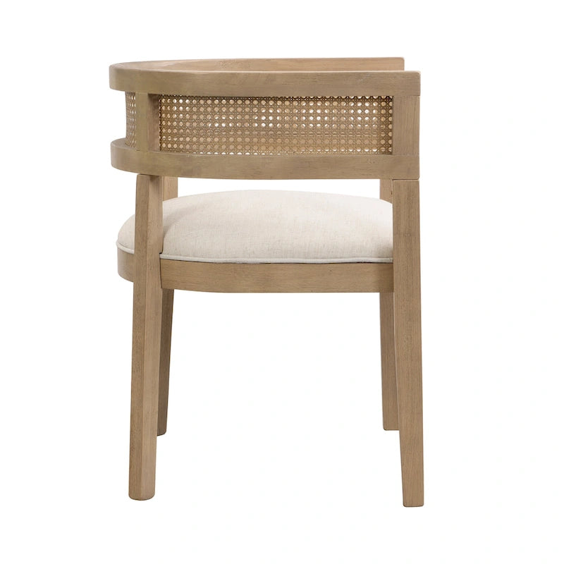 Farmhouse Rubberwood Dining Chairs with Cane Back (Set of 2)