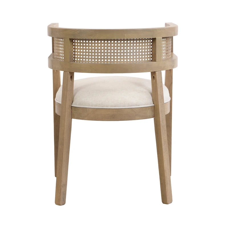 Farmhouse Rubberwood Dining Chairs with Cane Back (Set of 2)