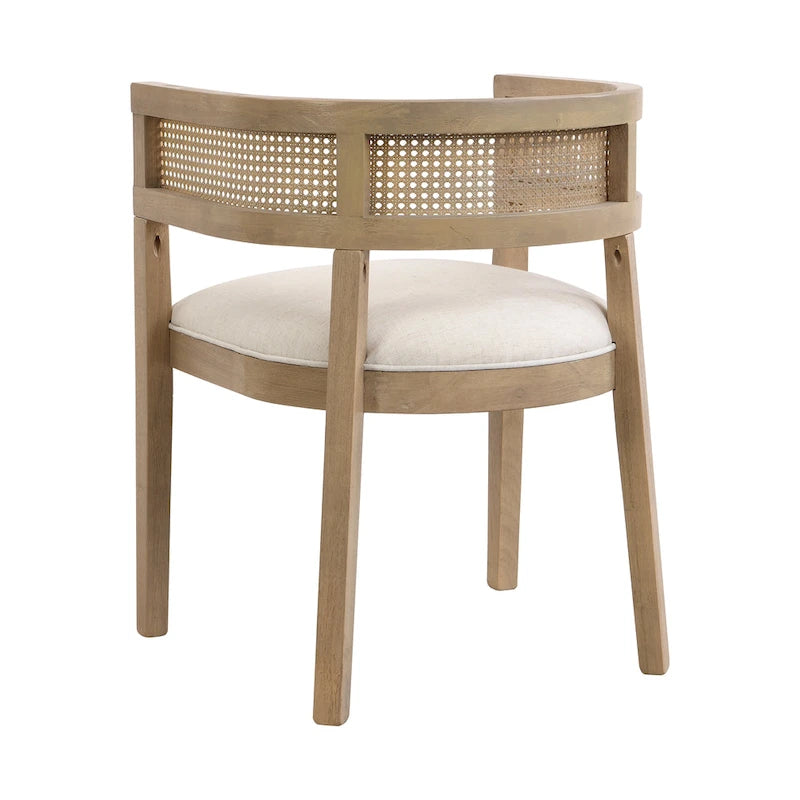 Farmhouse Rubberwood Dining Chairs with Cane Back (Set of 2)