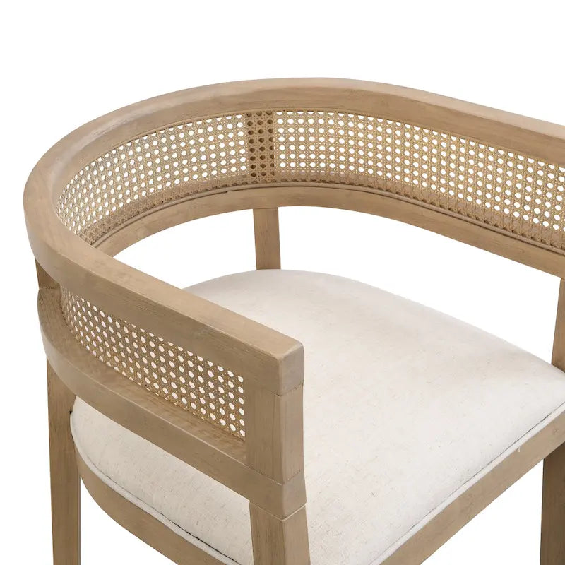 Farmhouse Rubberwood Dining Chairs with Cane Back (Set of 2)