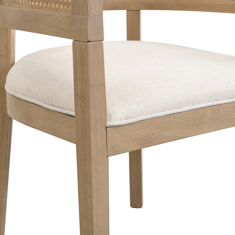 Farmhouse Rubberwood Dining Chairs with Cane Back (Set of 2)