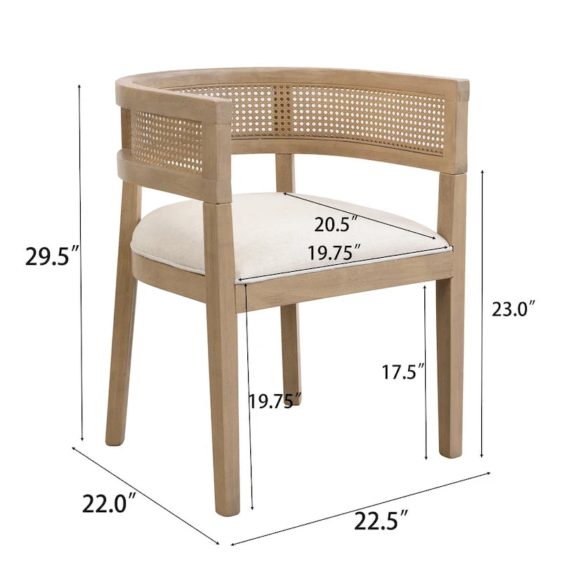 Farmhouse Rubberwood Dining Chairs with Cane Back (Set of 2)
