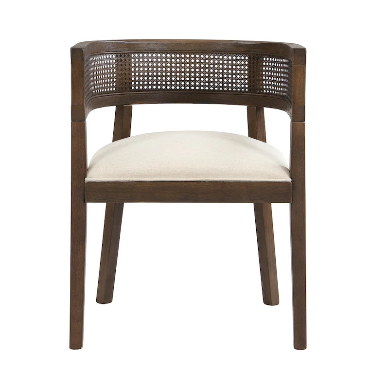 Farmhouse Rubberwood Dining Chairs with Cane Back (Set of 2)