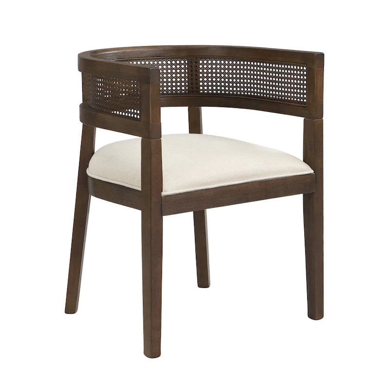 Farmhouse Rubberwood Dining Chairs with Cane Back (Set of 2)