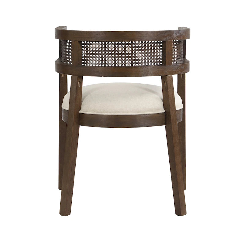 Farmhouse Rubberwood Dining Chairs with Cane Back (Set of 2)