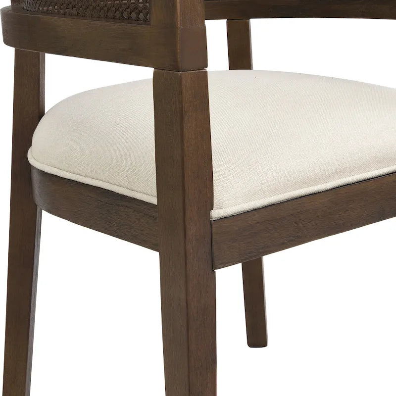 Farmhouse Rubberwood Dining Chairs with Cane Back (Set of 2)