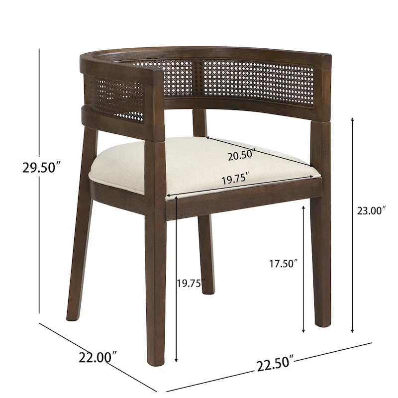 Farmhouse Rubberwood Dining Chairs with Cane Back (Set of 2)