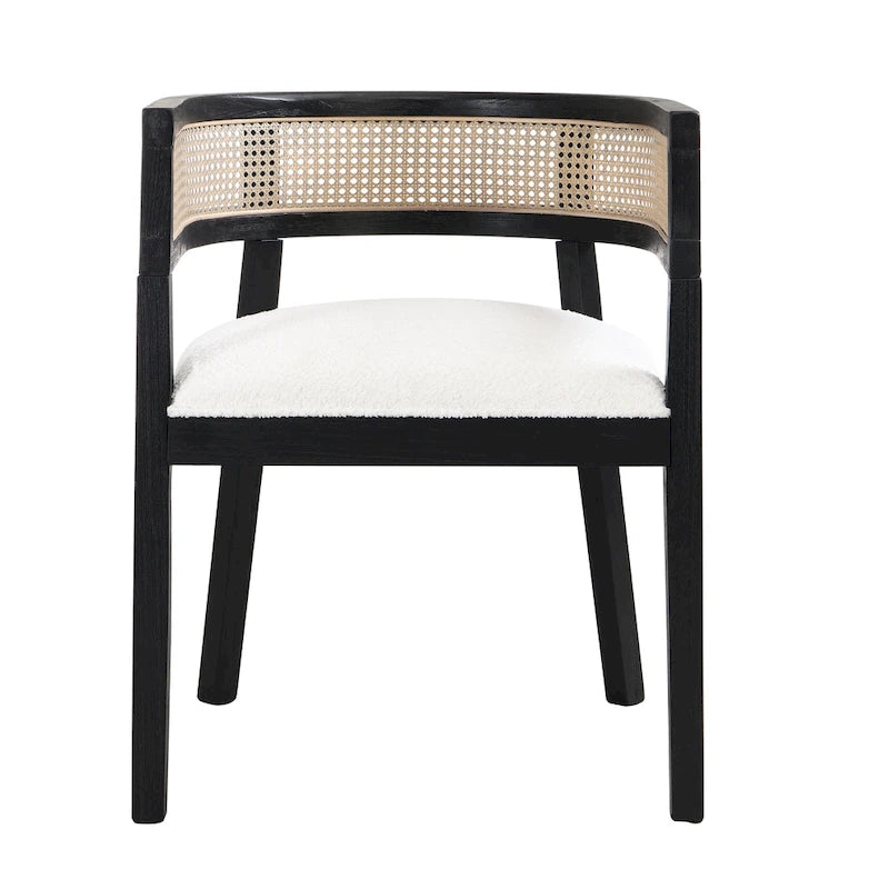 Farmhouse Rubberwood Dining Chairs with Cane Back (Set of 2)