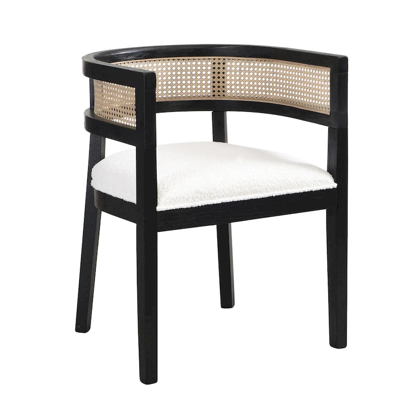 Farmhouse Rubberwood Dining Chairs with Cane Back (Set of 2)