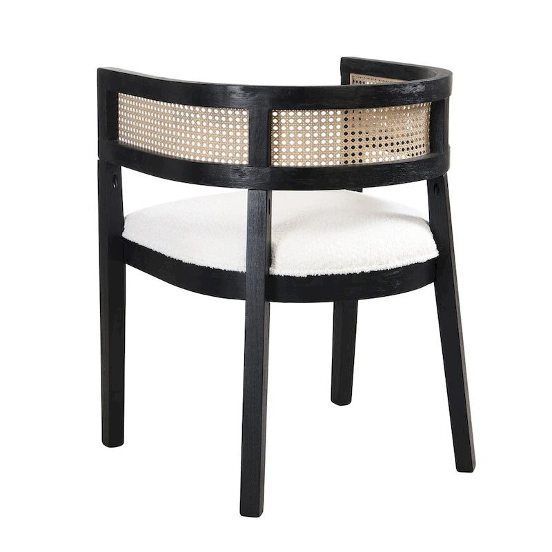 Farmhouse Rubberwood Dining Chairs with Cane Back (Set of 2)