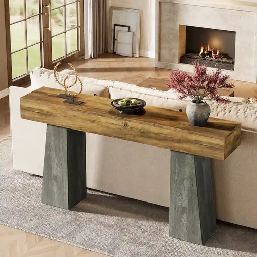 63-Inch Farmhouse Console Table for Entryway and Living Room