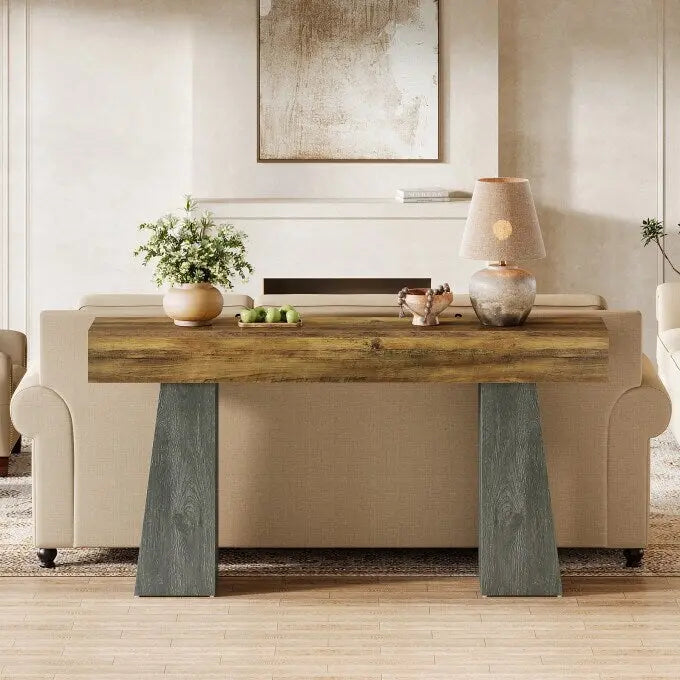 63-Inch Farmhouse Console Table for Entryway and Living Room
