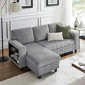 Pull-Out Sleeper Sofa with Storage Chaise, Bookshelves & USB Port