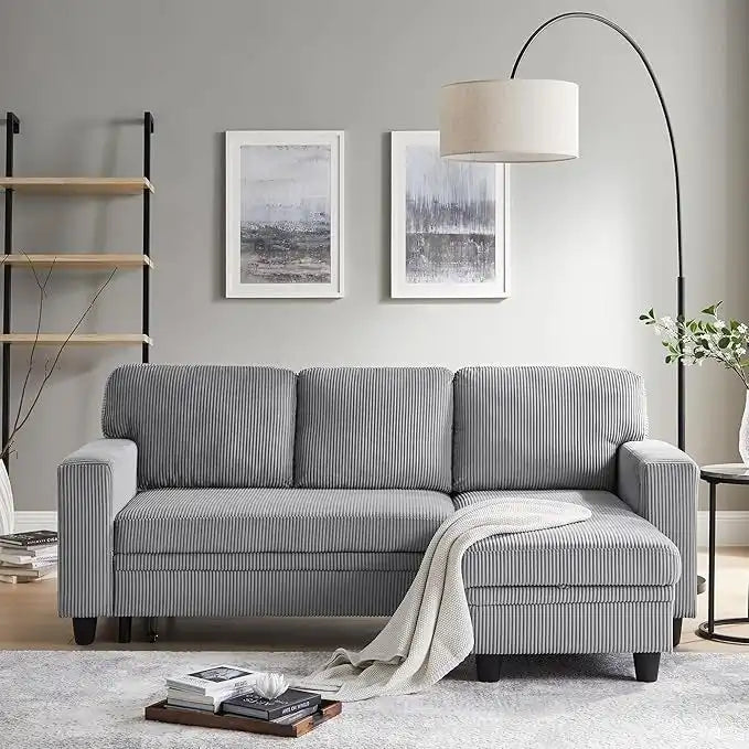 Pull-Out Sleeper Sofa with Storage Chaise, Bookshelves & USB Port