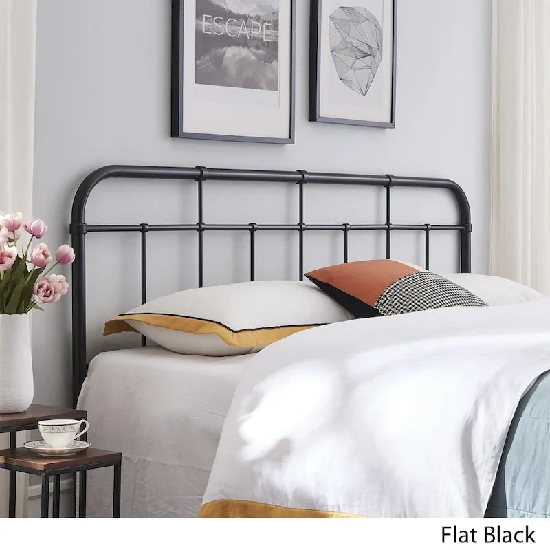 Industrial Iron Headboard in Flat Black