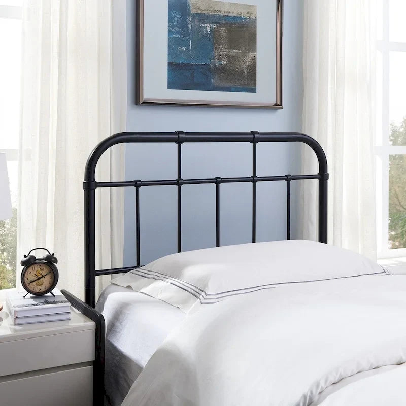 Industrial Iron Headboard in Flat Black
