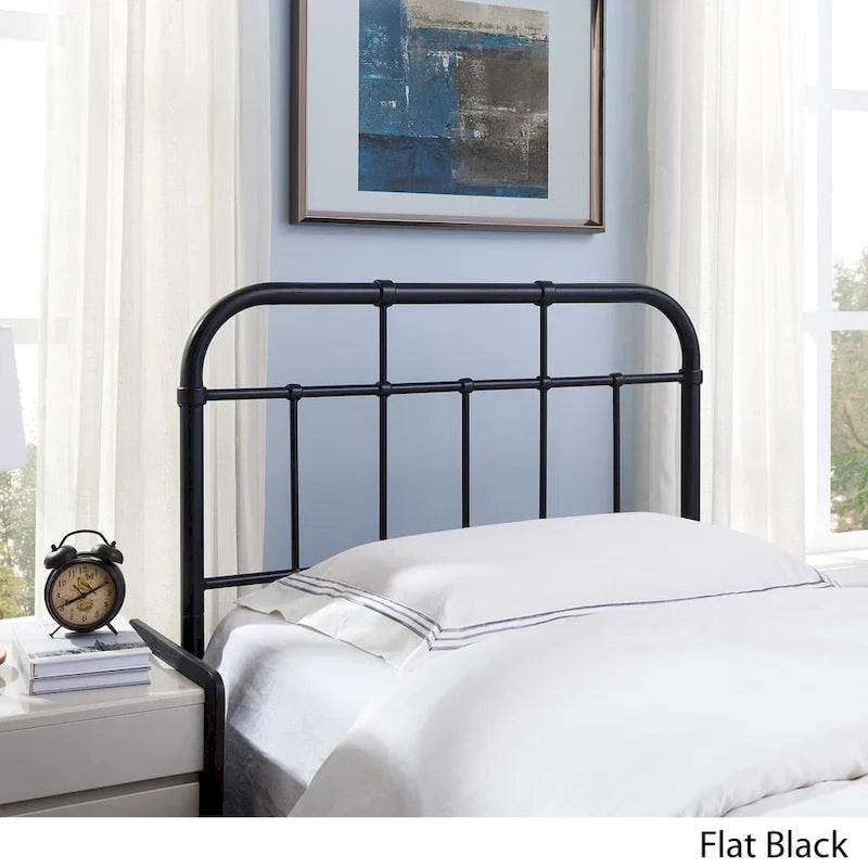 Industrial Iron Headboard in Flat Black
