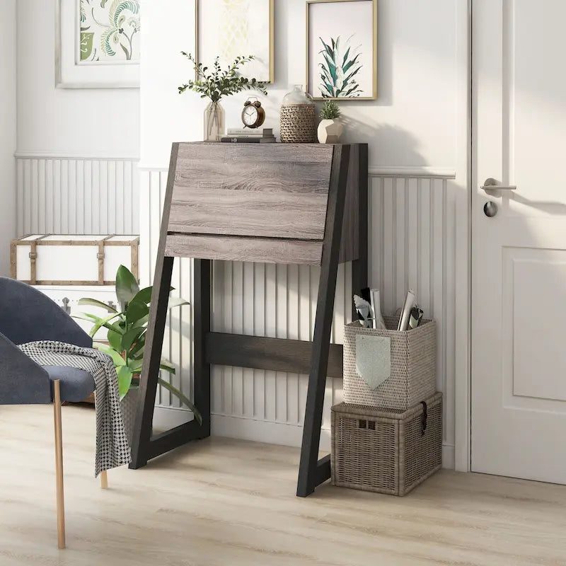 Contemporary 26-inch Wood Compact Writing Desk with Storage