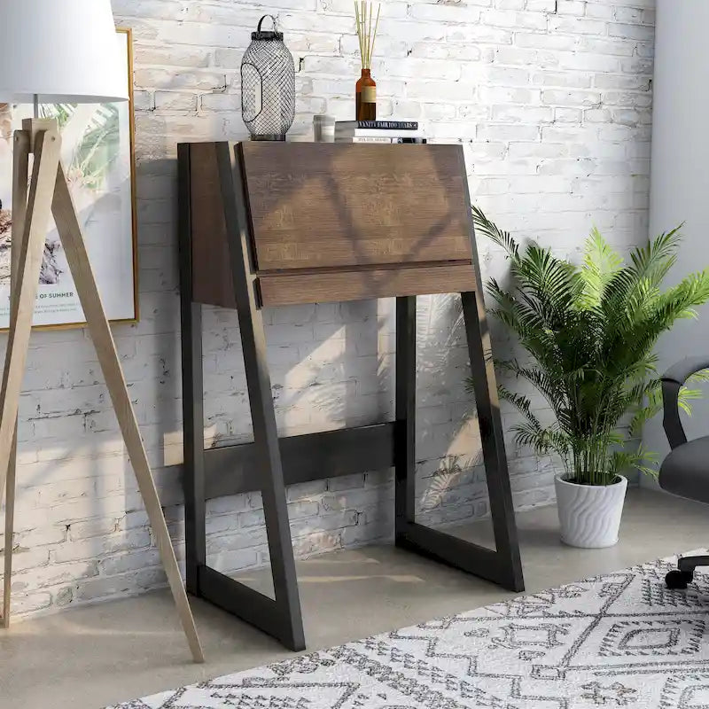 Contemporary 26-inch Wood Compact Writing Desk with Storage