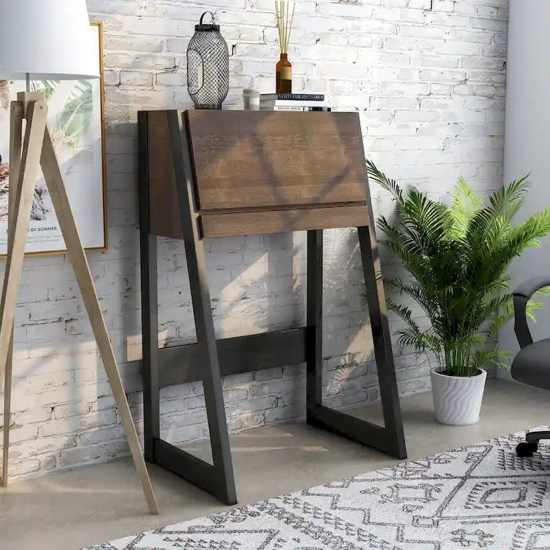 Contemporary 26-inch Wood Compact Writing Desk with Storage