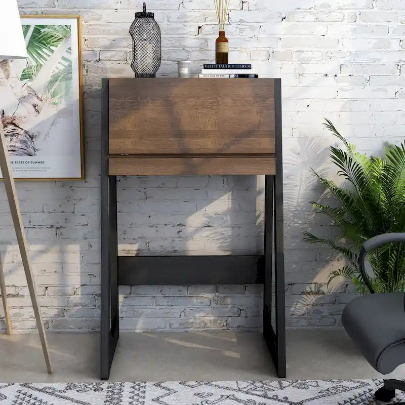 Contemporary 26-inch Wood Compact Writing Desk with Storage