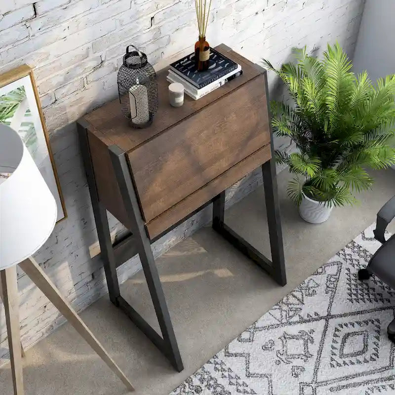 Contemporary 26-inch Wood Compact Writing Desk with Storage