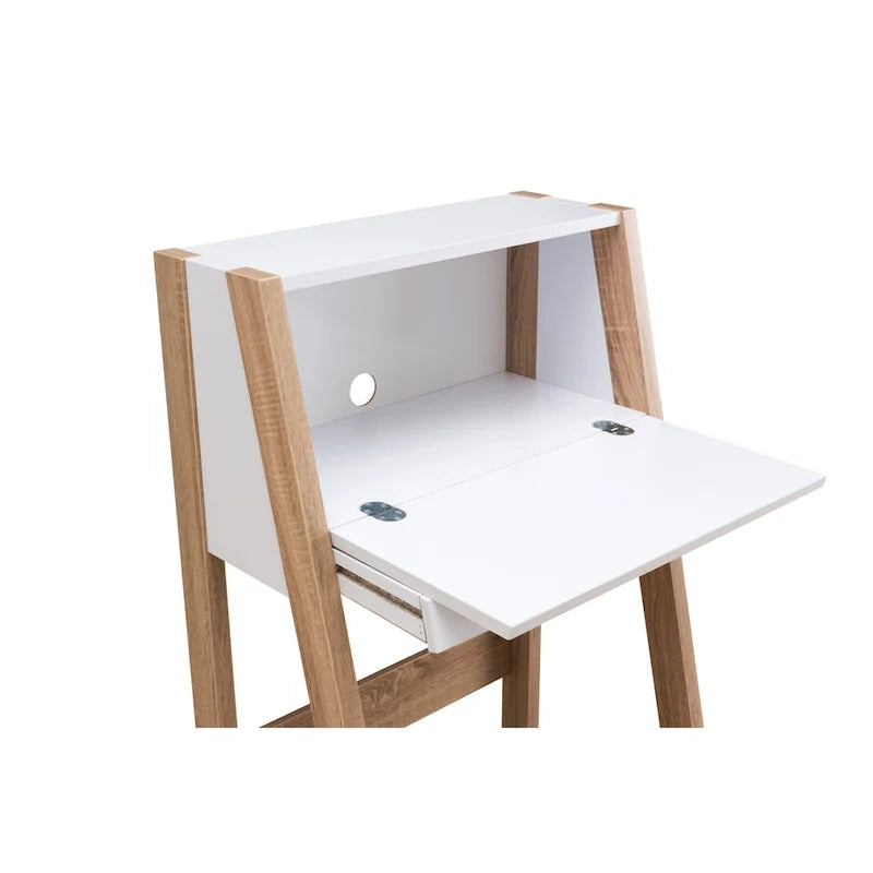 Contemporary 26-inch Wood Compact Writing Desk with Storage