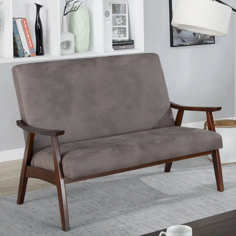 Mid-Century Upholstered Loveseat Bench