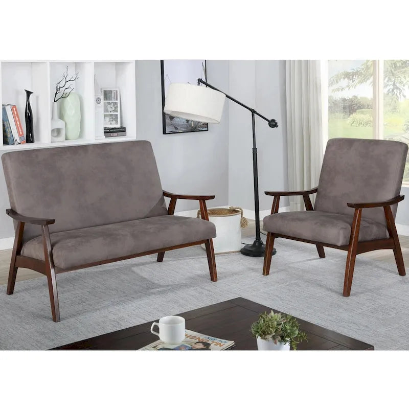Mid-Century Upholstered Loveseat Bench