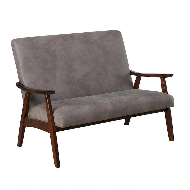 Mid-Century Upholstered Loveseat Bench