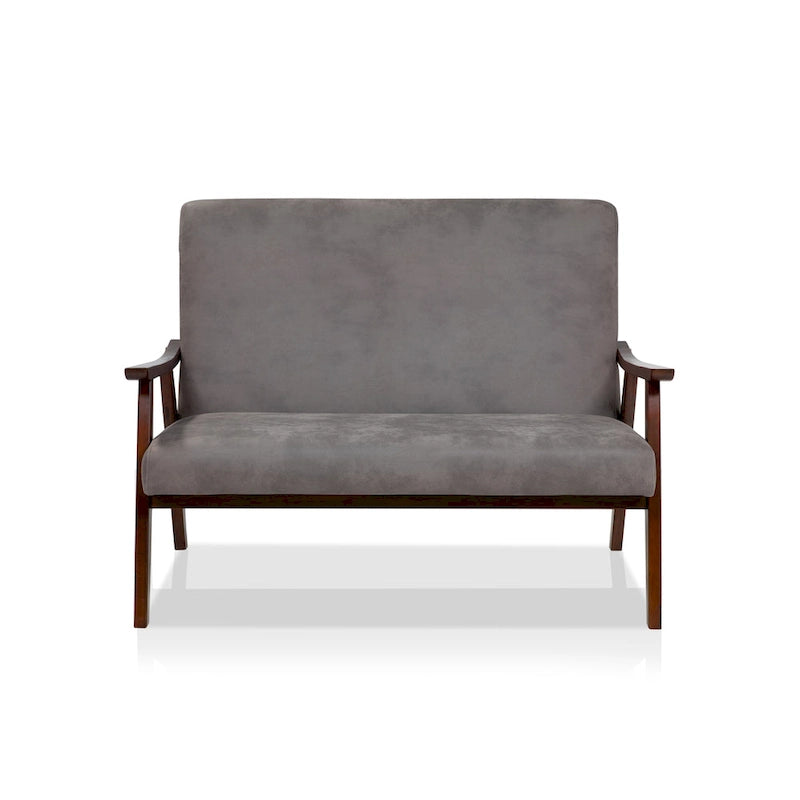 Mid-Century Upholstered Loveseat Bench