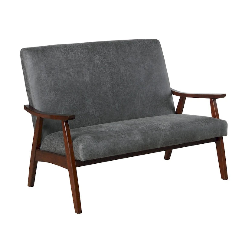 Mid-Century Upholstered Loveseat Bench