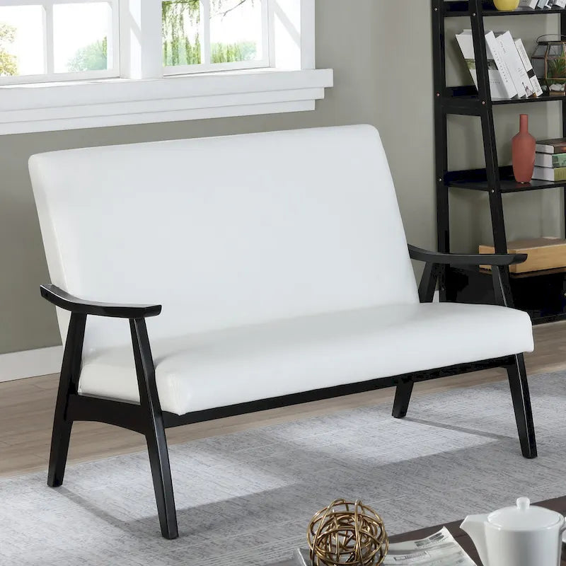 Mid-Century Upholstered Loveseat Bench