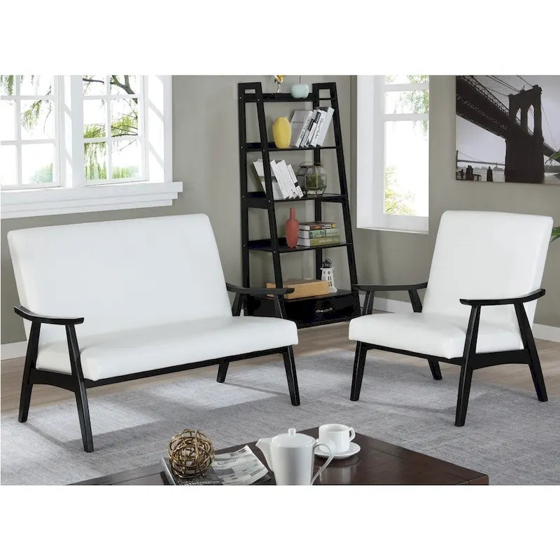 Mid-Century Upholstered Loveseat Bench