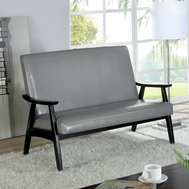 Mid-Century Upholstered Loveseat Bench