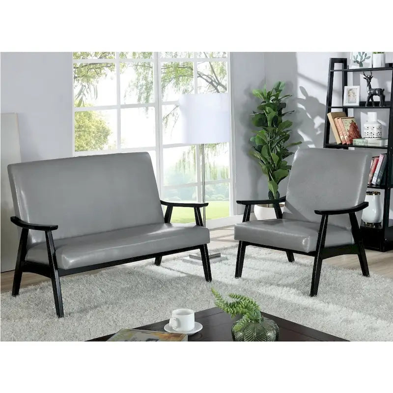 Mid-Century Upholstered Loveseat Bench