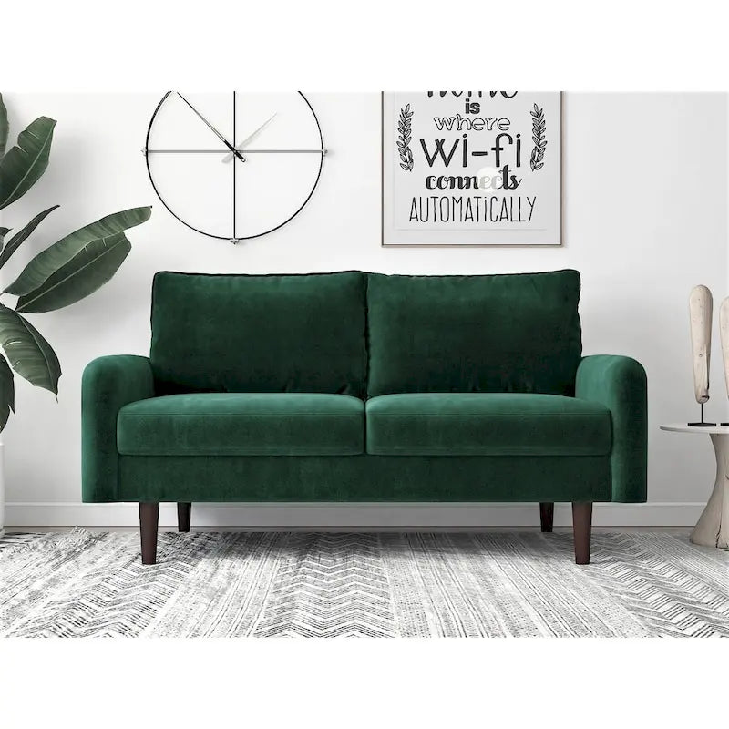 Velvet 2-Seater Loveseat with Tapered Legs