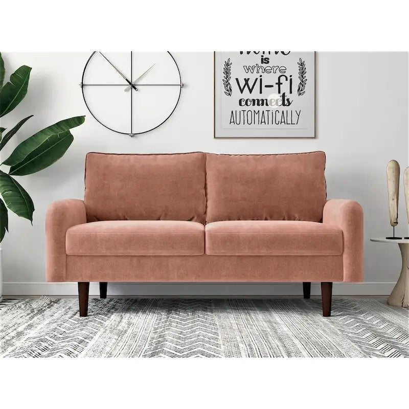 Velvet 2-Seater Loveseat with Tapered Legs