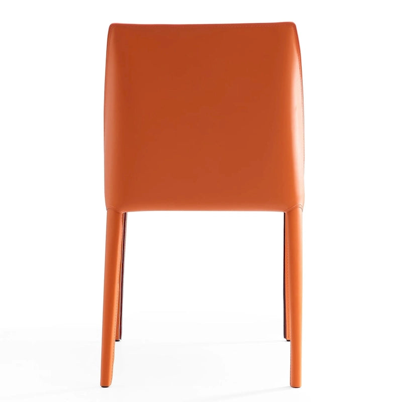 Contemporary Leather Dining Chairs with Metal Frame (Set of 2)