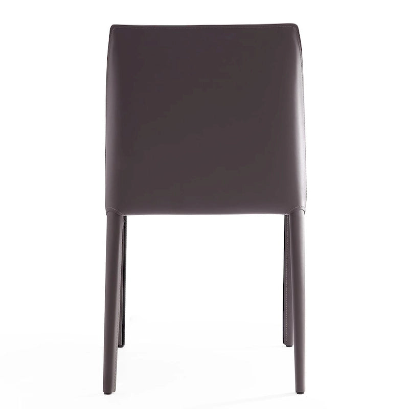 Contemporary Leather Dining Chairs with Metal Frame (Set of 2)