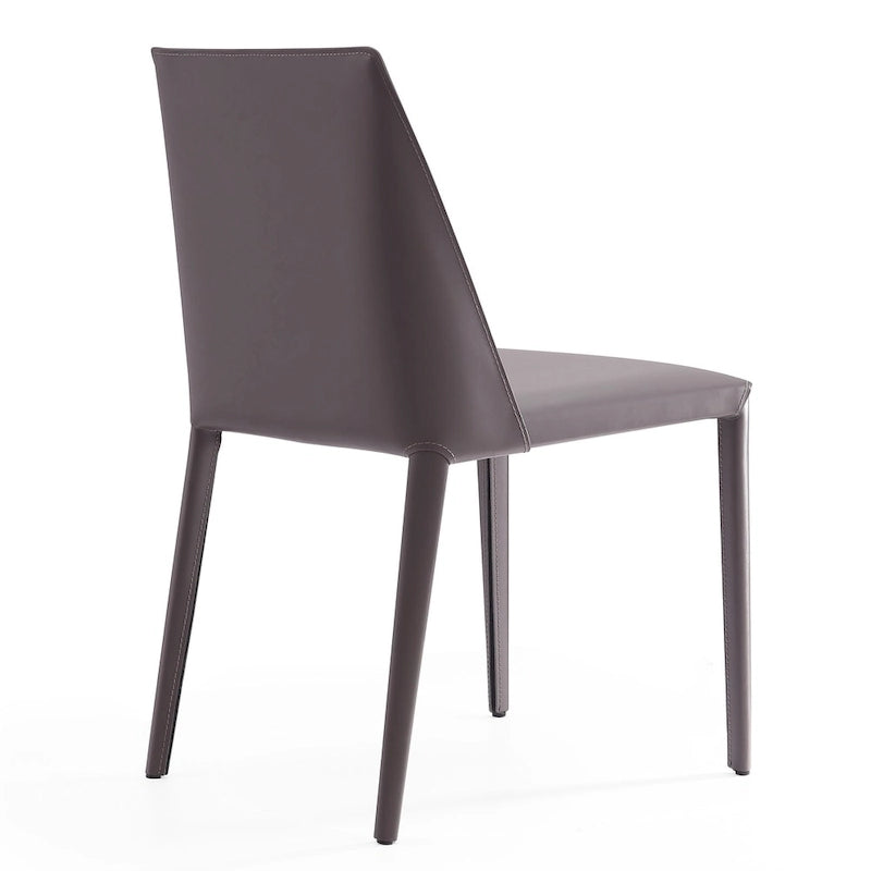 Contemporary Leather Dining Chairs with Metal Frame (Set of 2)