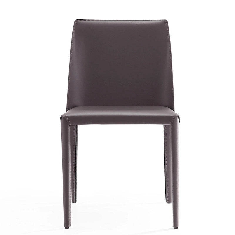 Contemporary Leather Dining Chairs with Metal Frame (Set of 2)