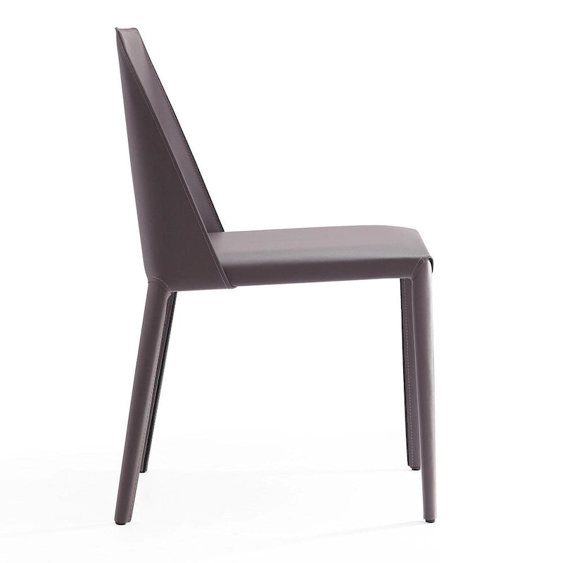 Contemporary Leather Dining Chairs with Metal Frame (Set of 2)