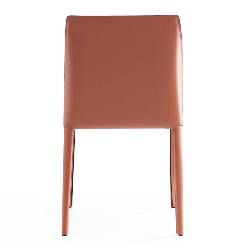 Contemporary Leather Dining Chairs with Metal Frame (Set of 2)