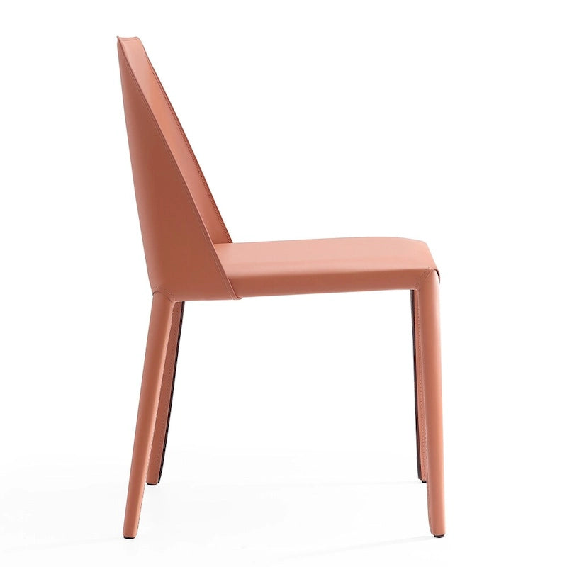 Contemporary Leather Dining Chairs with Metal Frame (Set of 2)